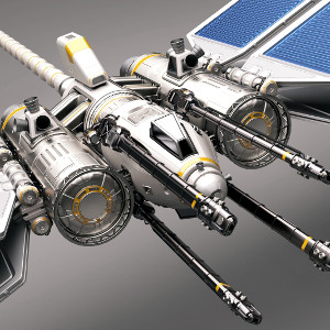 Render of a dragonfly interplanetary fighter ship for commission.